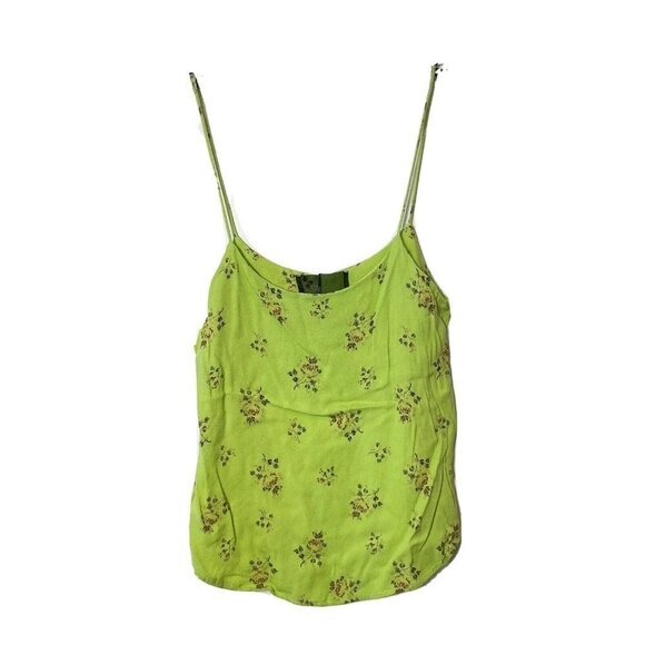Reformation Womens Sleeveless Tank Cropped Top Green XS Floral Spaghetti Straps - Picture 1 of 7